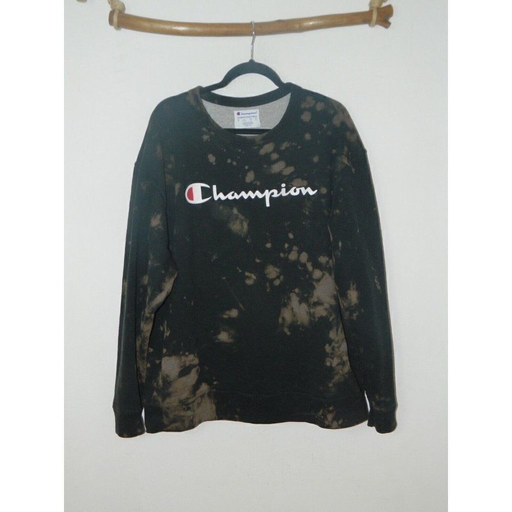 Champion  Sweatshirt Men Black Brown Tie Dye Heavy Cotton‎  Pullover Size 2XL